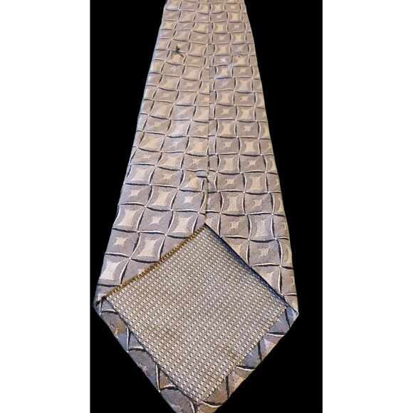 Louis Roth 100% Silk Tie Tan Black Geometric Business Mens Necktie No Tag - Picture 4 of 12